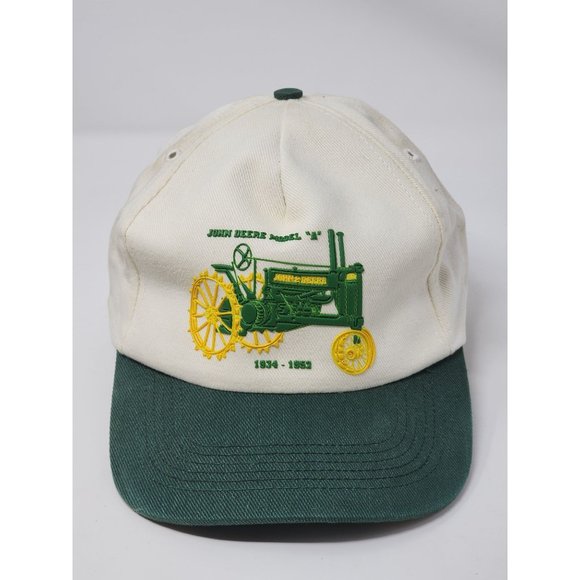 John Deere Roc River Apparel Made‎ In The USA Snapback Cap Rubber Tractor Emblem - Picture 1 of 7